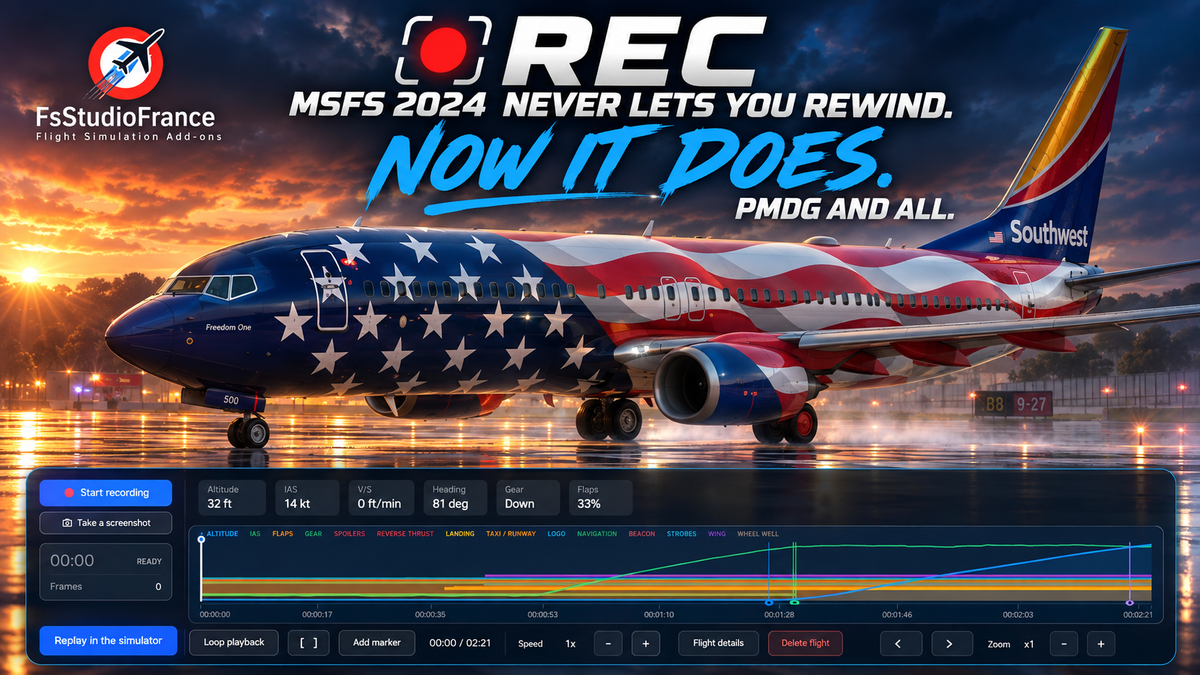 FS Studio REC - MSFS 2024 never lets you rewind. Now it does, PMDG and all.