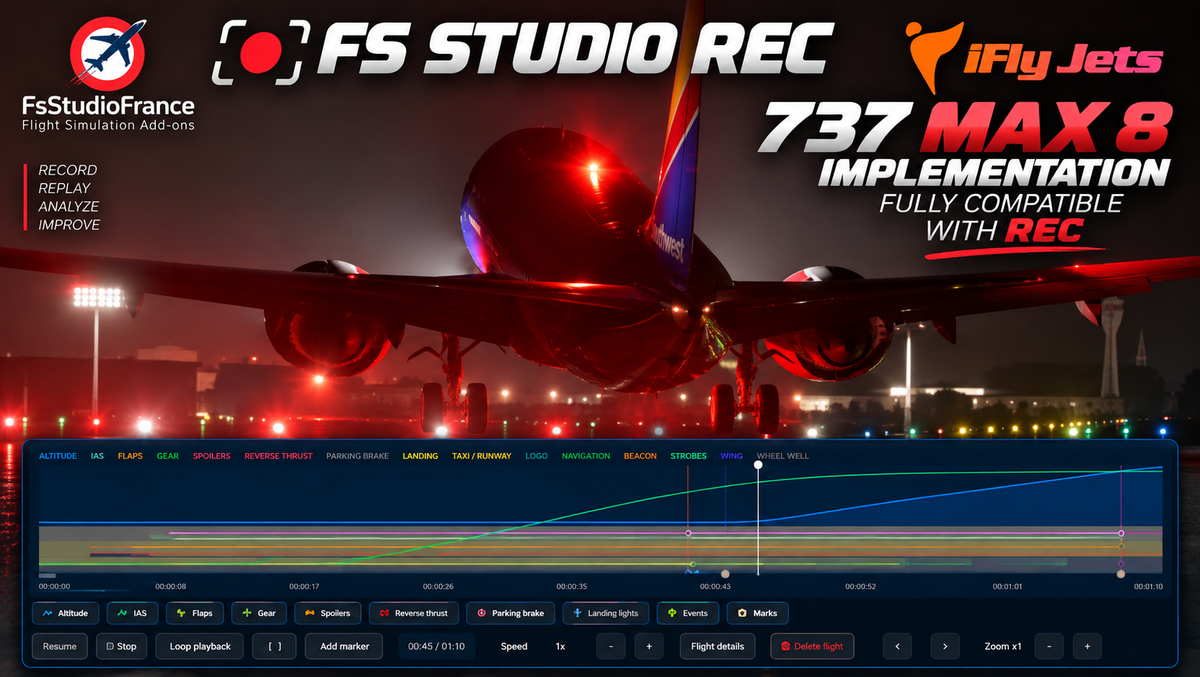 FS Studio REC - Your iFly 737 MAX Replays everything. Even the wipers.